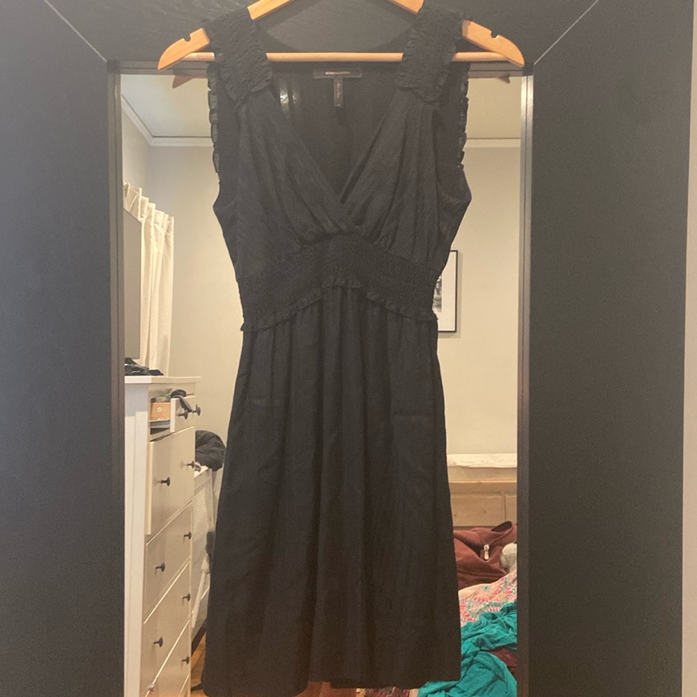 BCBGMaxazria Silk Dress Size XS Black Empire Waist